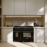 Forno Massimo Freestanding Dual Fuel Range with Antique Brass Accessories, Convection Oven