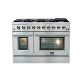 Forno Galiano 48-Inch Freestanding Gas Range, Stainless Steel, 8 Burners, 107,000 BTU, Double Ovens
