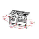 Forno Galiano 48-Inch Freestanding Gas Range, Stainless Steel, 8 Burners, 107,000 BTU, Double Ovens