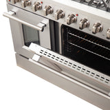 Forno Galiano 48-Inch Freestanding Gas Range, Stainless Steel, 8 Burners, 107,000 BTU, Double Ovens
