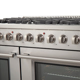 Forno Galiano 48-Inch Freestanding Gas Range, Stainless Steel, 8 Burners, 107,000 BTU, Double Ovens