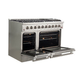 Forno Galiano 48-Inch Freestanding Gas Range, Stainless Steel, 8 Burners, 107,000 BTU, Double Ovens