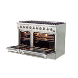 Forno Galiano 48-Inch Freestanding Gas Range, Stainless Steel, 8 Burners, 107,000 BTU, Double Ovens