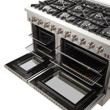 Forno Galiano 48-Inch Freestanding Gas Range, Stainless Steel, 8 Burners, 107,000 BTU, Double Ovens