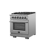 Forno Capriasca 30-Inch Freestanding Gas Range, 4 Burners, True Convection Oven