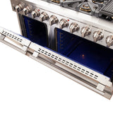 Forno Capriasca 48-inch Gas Range Stainless Steel, 8 Brass Burners, 6.58 cu.ft. Double Oven