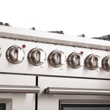 Forno Capriasca 48-inch Gas Range Stainless Steel, 8 Brass Burners, 6.58 cu.ft. Double Oven
