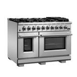 Forno Capriasca 48-inch Gas Range Stainless Steel, 8 Brass Burners, 6.58 cu.ft. Double Oven