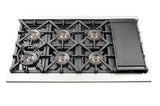 Forno Capriasca 48-inch Gas Range Stainless Steel, 8 Brass Burners, 6.58 cu.ft. Double Oven