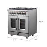 Forno Massimo Freestanding French Door Dual Fuel Range, True Convection Oven