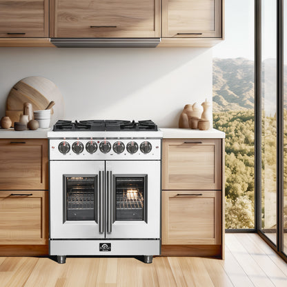 Forno Massimo Freestanding French Door Dual Fuel Range, True Convection Oven