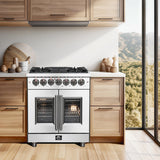 Forno Massimo Freestanding French Door Dual Fuel Range, True Convection Oven