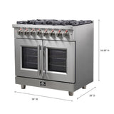 Forno Massimo Freestanding French Door Dual Fuel Range, True Convection Oven