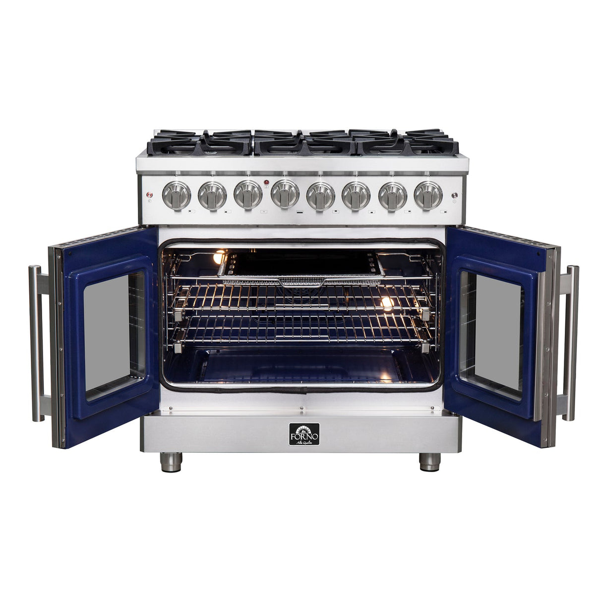 Forno Massimo Freestanding French Door Dual Fuel Range, True Convection Oven