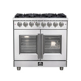 Forno Massimo Freestanding French Door Dual Fuel Range, True Convection Oven