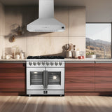 Forno Massimo Freestanding French Door Dual Fuel Range, True Convection Oven