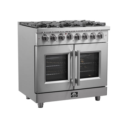 Forno Massimo Freestanding French Door Dual Fuel Range, True Convection Oven