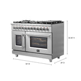 Forno Massimo Freestanding French Door Dual Fuel Range, True Convection Oven