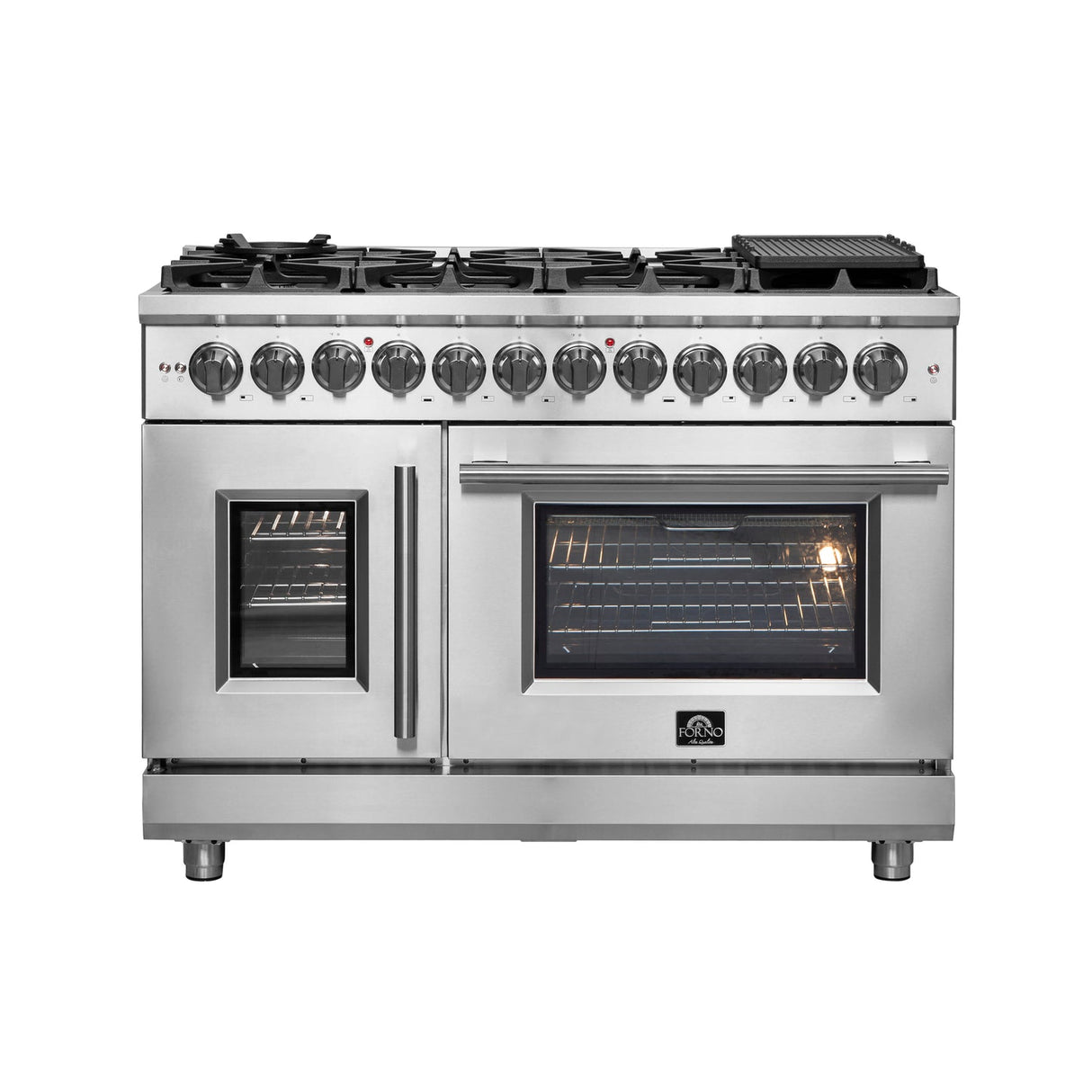 Forno Massimo Freestanding French Door Dual Fuel Range, True Convection Oven