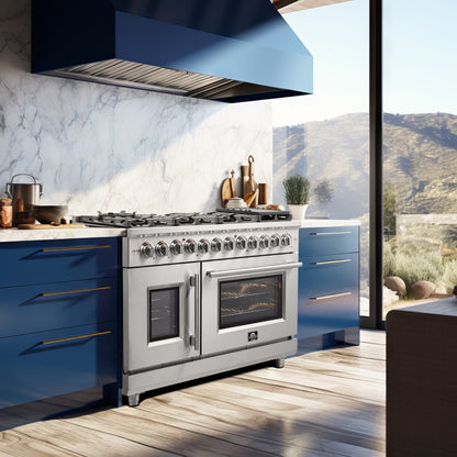 Forno Massimo Freestanding French Door Dual Fuel Range, True Convection Oven