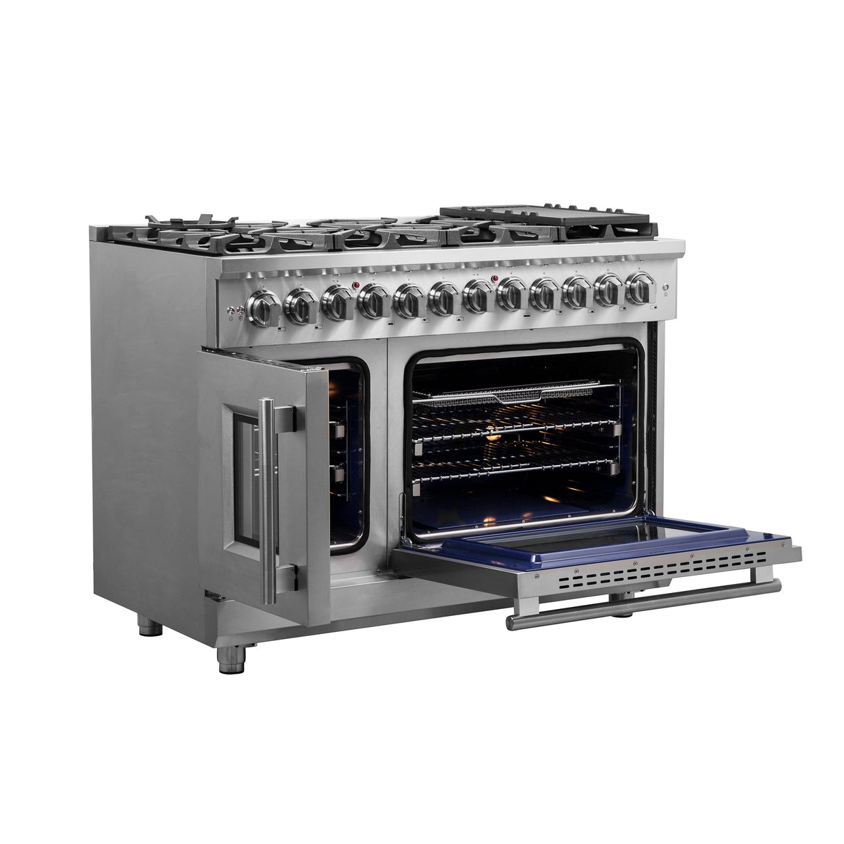 Forno Massimo Freestanding French Door Dual Fuel Range, True Convection Oven