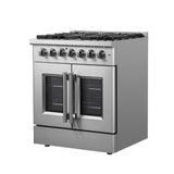 Forno Galiano French Door Dual Fuel Range All Stainless Steel, True Convection Oven