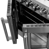 Forno Galiano French Door Dual Fuel Range All Stainless Steel, True Convection Oven