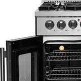 Forno Galiano French Door Dual Fuel Range All Stainless Steel, True Convection Oven