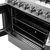 Forno Galiano French Door Dual Fuel Range All Stainless Steel, True Convection Oven