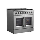 Forno Galiano French Door Dual Fuel Range All Stainless Steel, True Convection Oven