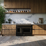 Forno Galiano 48-inch French Door Dual Fuel Range, with Antique Brass Design, 8 Sealed Burners - 107,000 BTU, Griddle, 6.58 cu.ft. Double Ovens