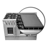 FORNO Galiano 48-Inch French Door Dual Fuel Range All Stainless Steel, 8 Sealed Burners, 107,000 BTU, Griddle, 6.58 cu.ft. Double Ovens
