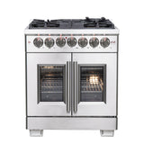 Forno Capriasca Freestanding French Door Dual Fuel Range, True Convection Oven