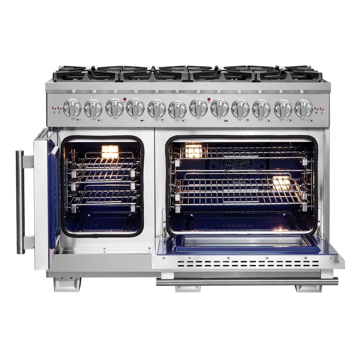 Forno Capriasca Freestanding French Door Dual Fuel Range, True Convection Oven