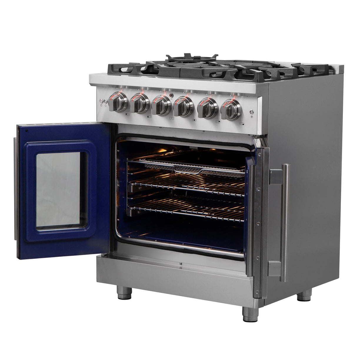 Forno Massimo Freestanding French Door Gas Range, Convection Oven, Energy Efficient