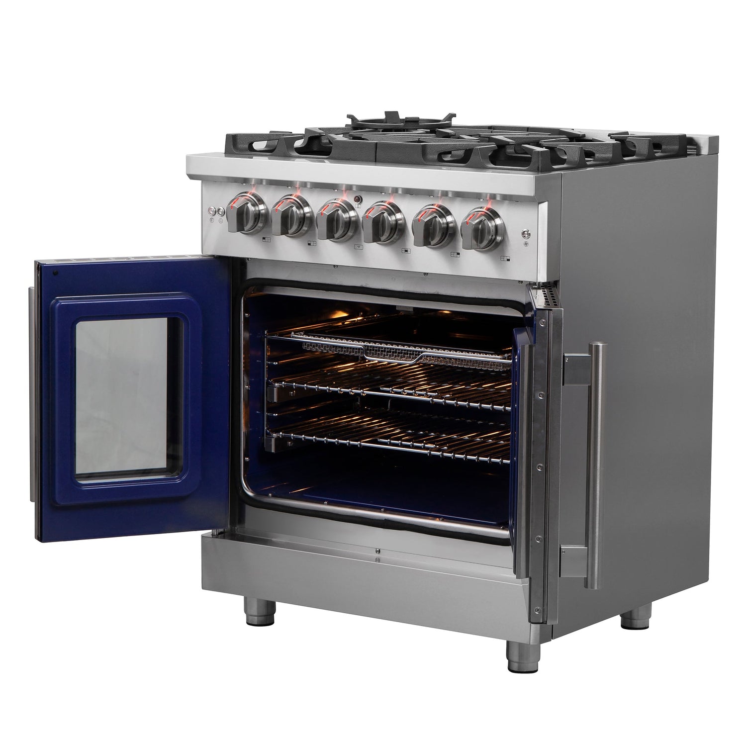 Forno Massimo Freestanding French Door Gas Range, Convection Oven, Energy Efficient