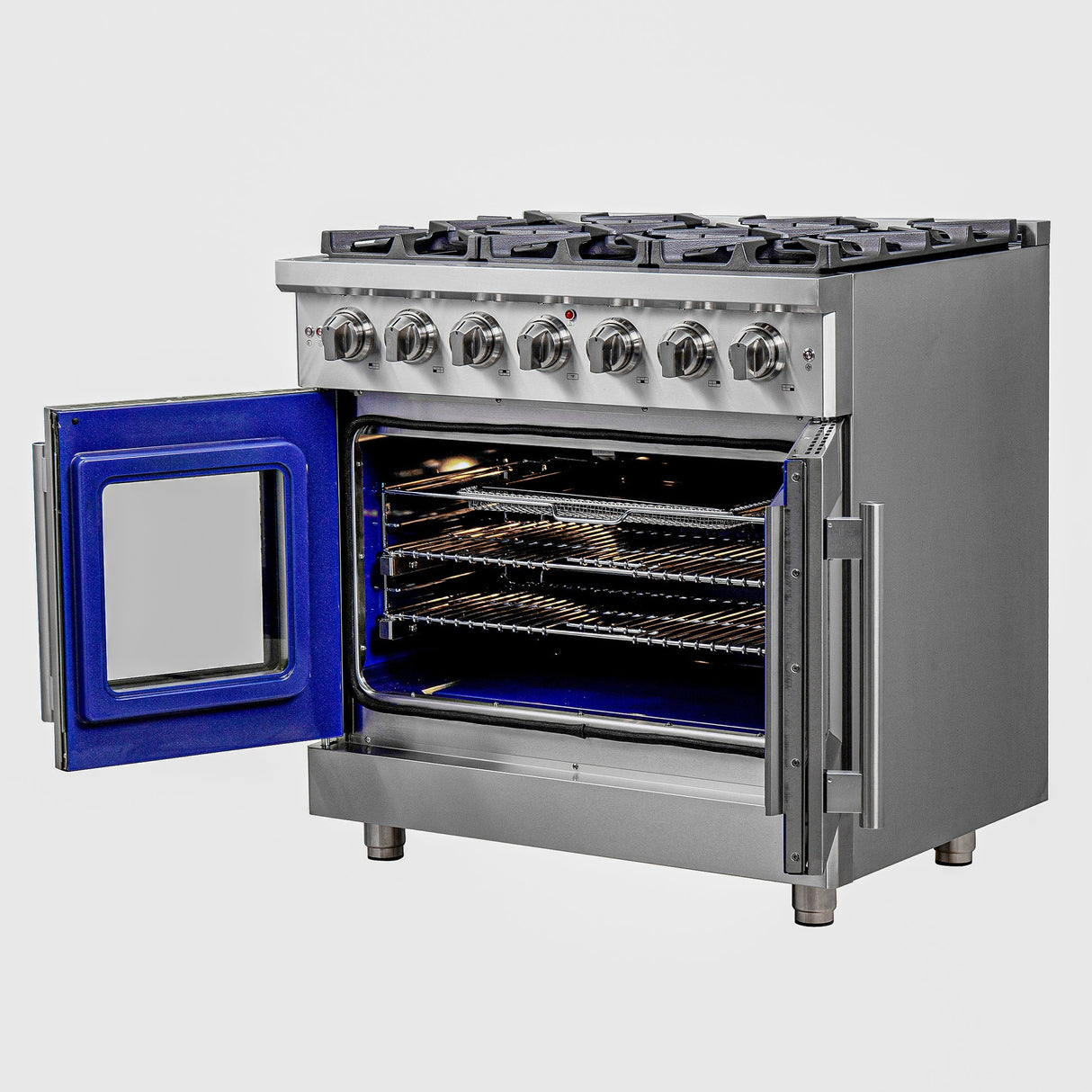 Forno Massimo Freestanding French Door Gas Range, Convection Oven, Energy Efficient