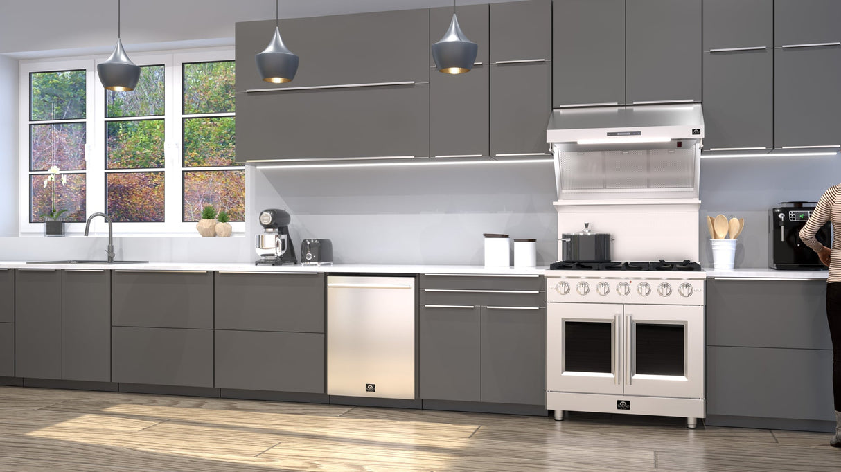 Forno Galiano Freestanding French Door Gas Range, Convection Oven, Energy Efficient