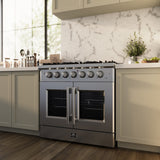 Forno Galiano Freestanding French Door Gas Range, Convection Oven, Energy Efficient