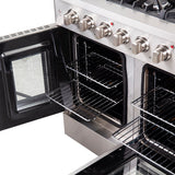 Forno Galiano 48-Inch Freestanding French Door Gas Range, 8 Burners, Griddle, Convection Oven