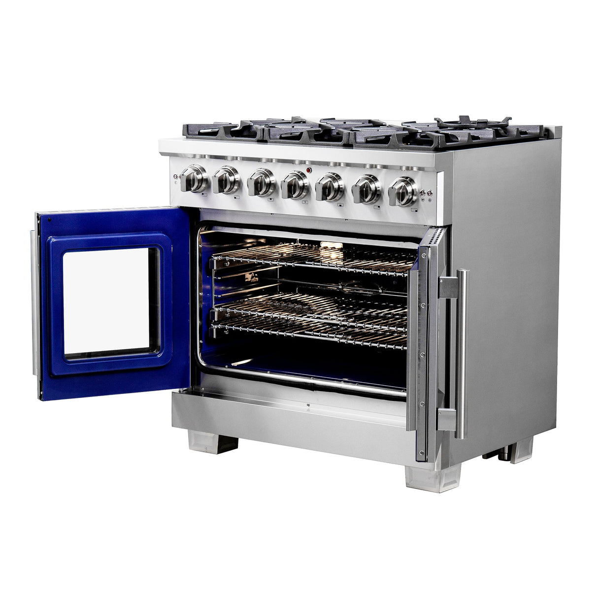 Forno Capriasca Freestanding French Door Gas Range, Convection Oven, Energy Efficient