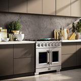Forno Capriasca Freestanding French Door Gas Range, Convection Oven, Energy Efficient