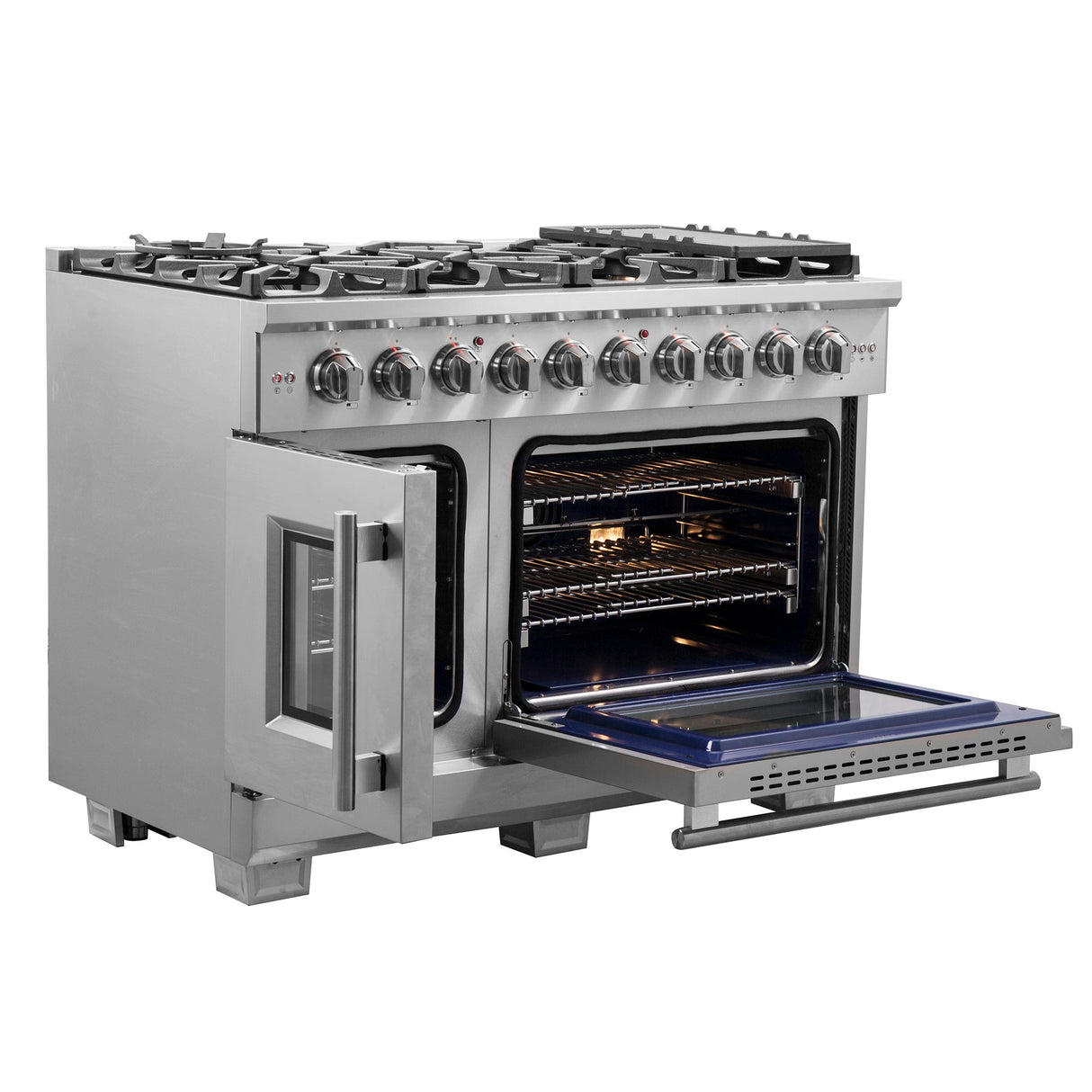 Forno Capriasca Freestanding French Door Gas Range, Convection Oven, Energy Efficient