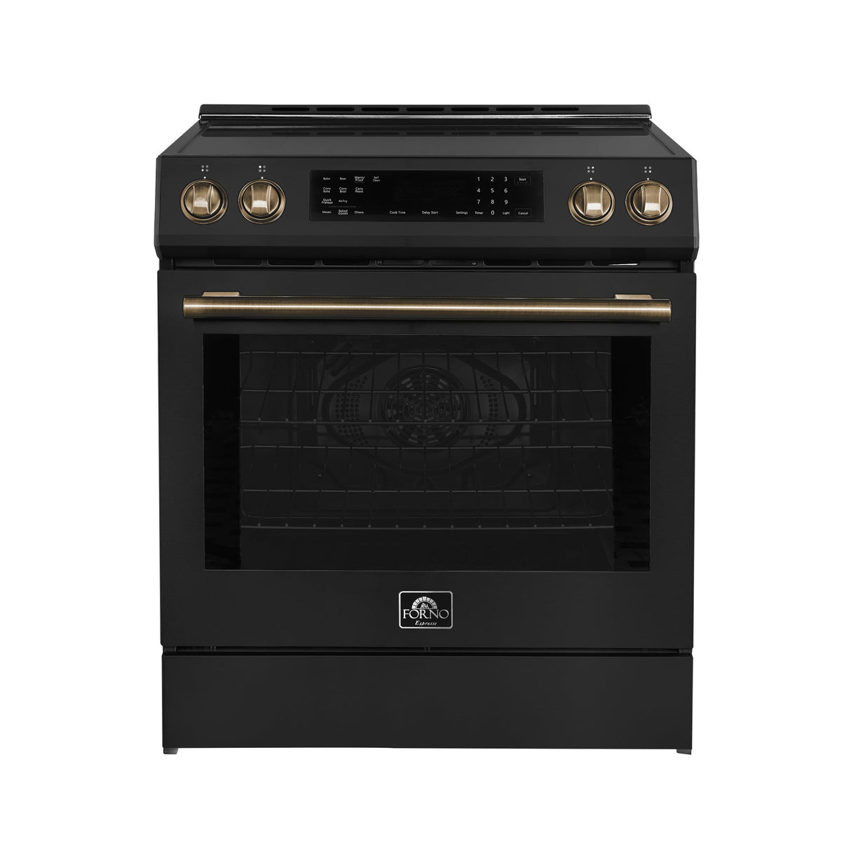 Forno Donatello Espresso 30-Inch Slide-In Induction Range, Convection Oven, 5 Cooking Zones, Touch Control Panel
