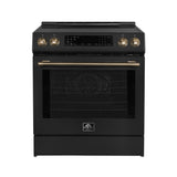 Forno Donatello Espresso 30-Inch Slide-In Induction Range, Convection Oven, 5 Cooking Zones, Touch Control Panel