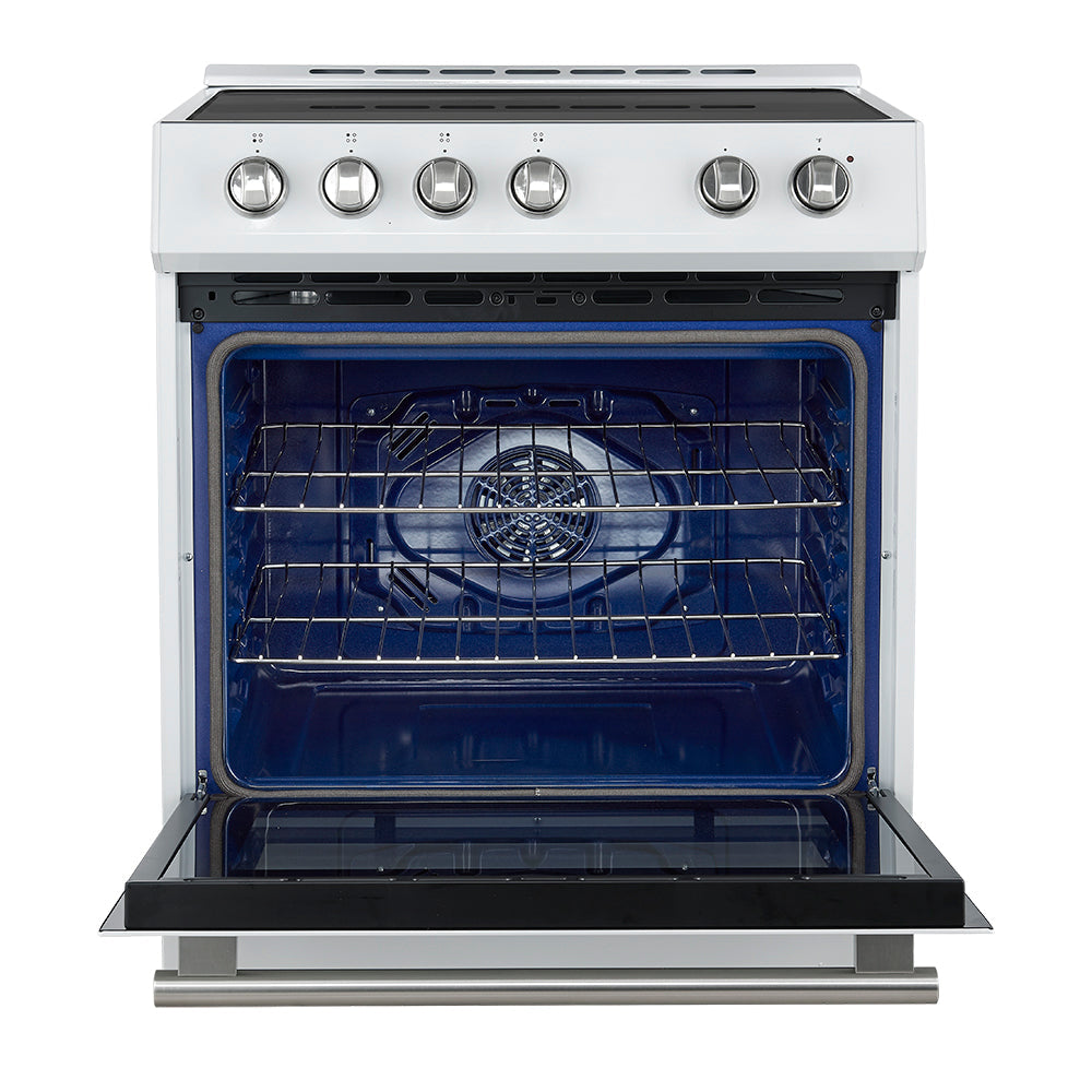 Forno Leonardo Espresso 30-Inch Slide-In Induction Range, Convection Oven, 5 Cooking Zones, Touch Control Panel