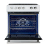 Forno Leonardo Espresso 30-Inch Slide-In Induction Range, Convection Oven, 5 Cooking Zones, Touch Control Panel