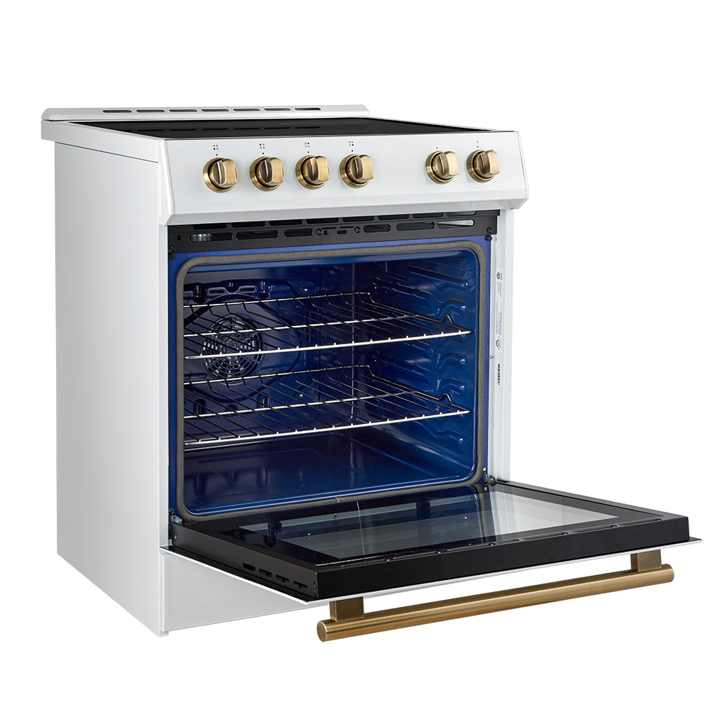 Forno Leonardo Espresso 30-Inch Slide-In Induction Range, Convection Oven, 5 Cooking Zones, Touch Control Panel