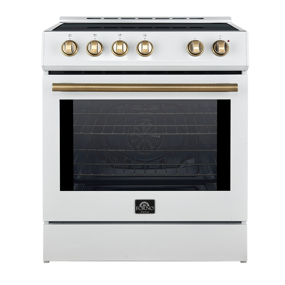 Forno Leonardo Espresso 30-Inch Slide-In Induction Range, Convection Oven, 5 Cooking Zones, Touch Control Panel