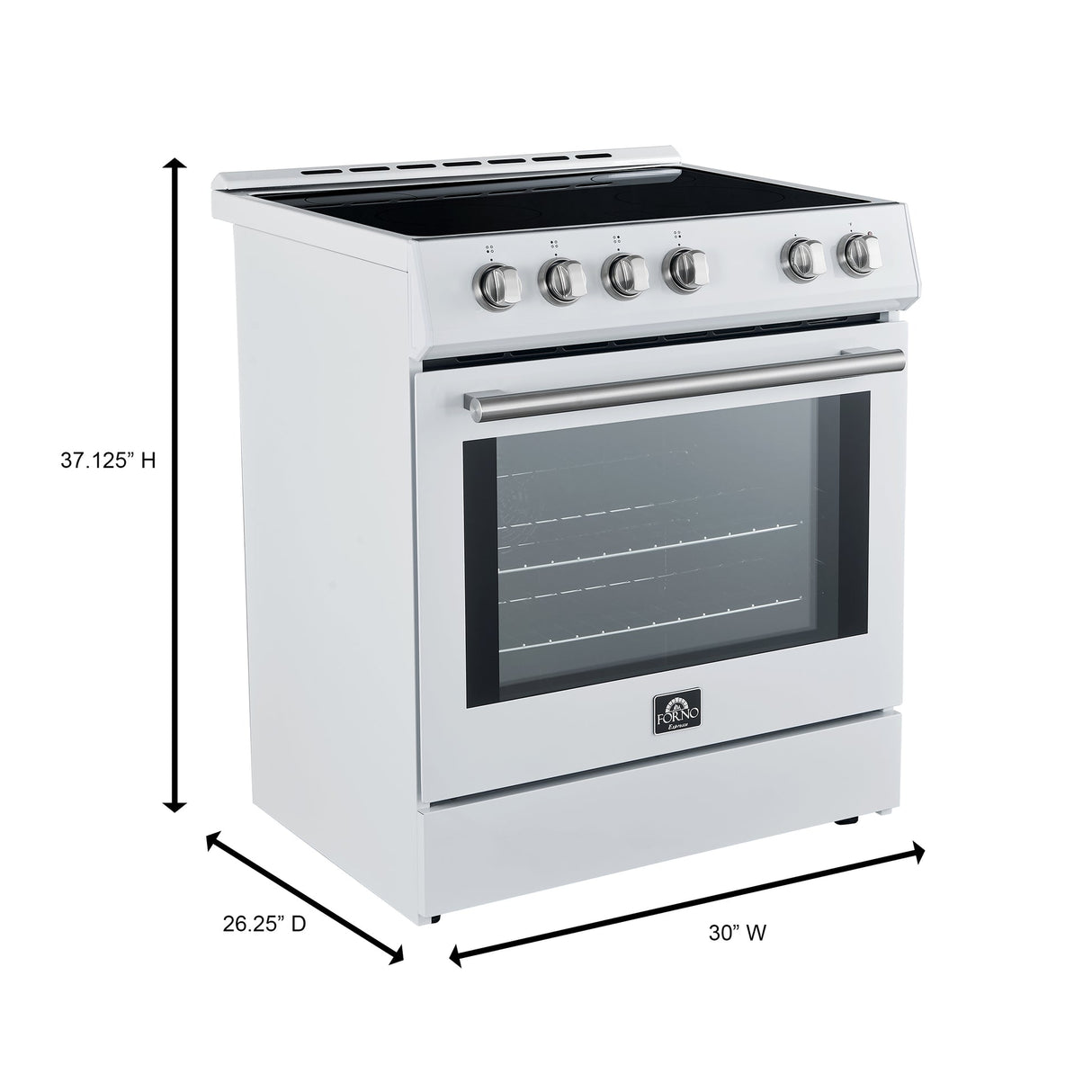 Forno Leonardo Espresso 30-Inch Slide-In Induction Range, Convection Oven, 5 Cooking Zones, Touch Control Panel